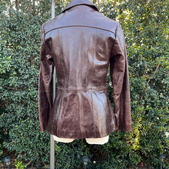 Vintage Wilsons Leather Brown Fitted Jacket Small - Picture 2 of 12